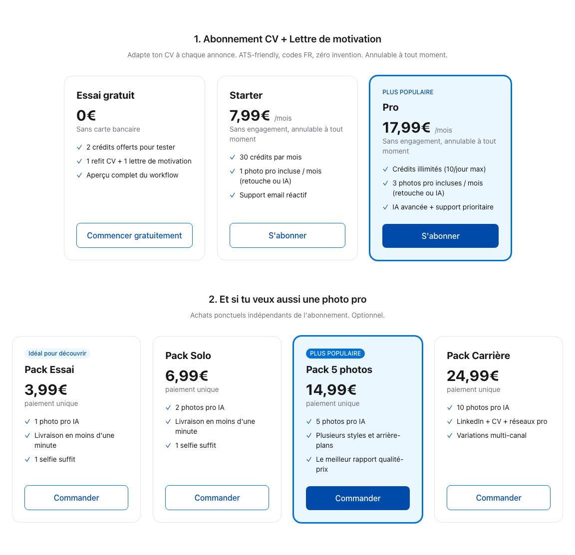 Transparent pricing
